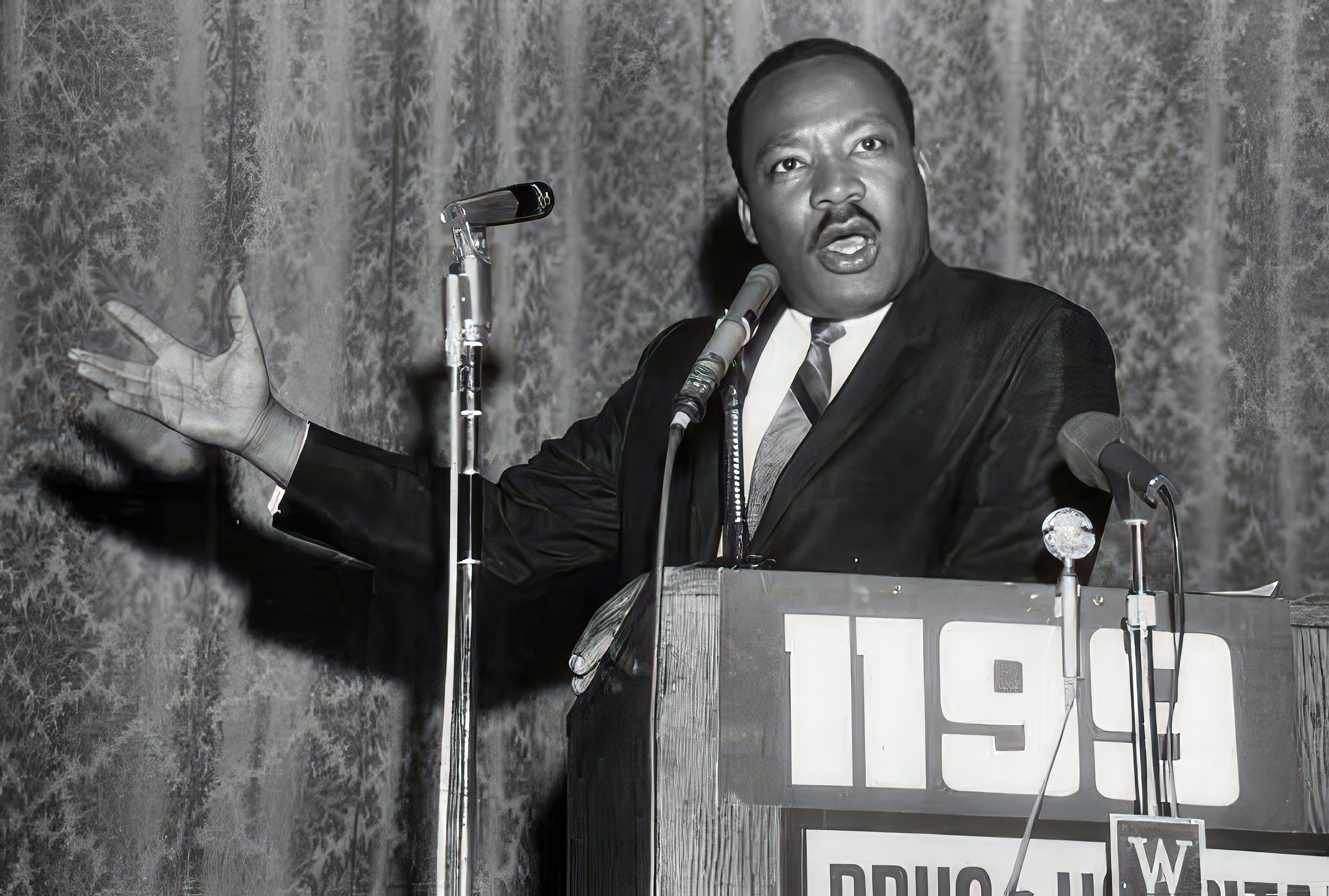 Dr. Martin Luther King Jr. speaking at a 1199 event