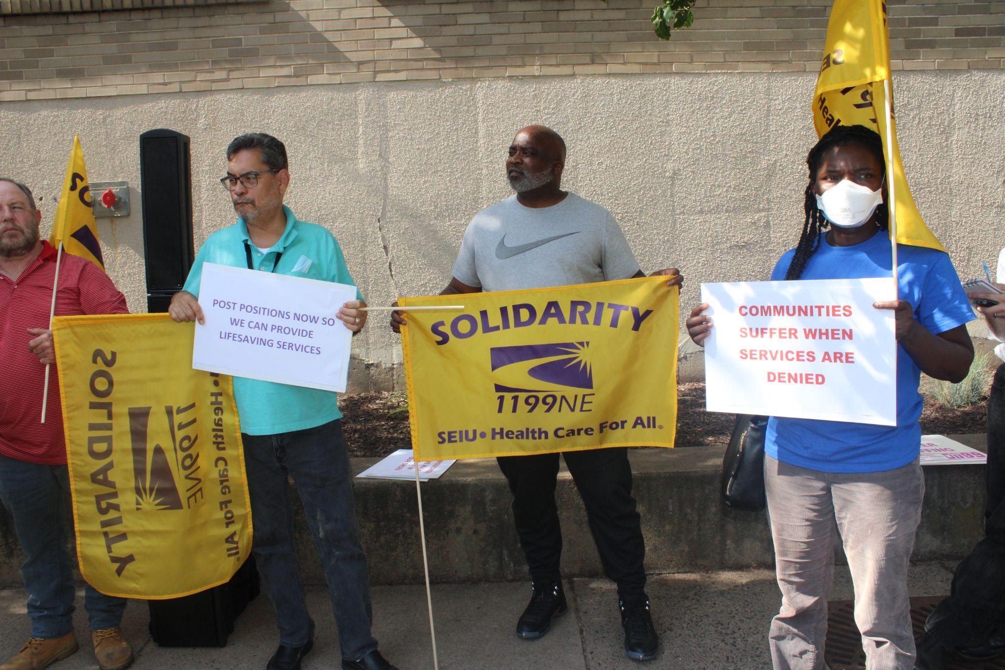 Healthcare Workers March on DMHAS Headquarters, Escalate Demands to